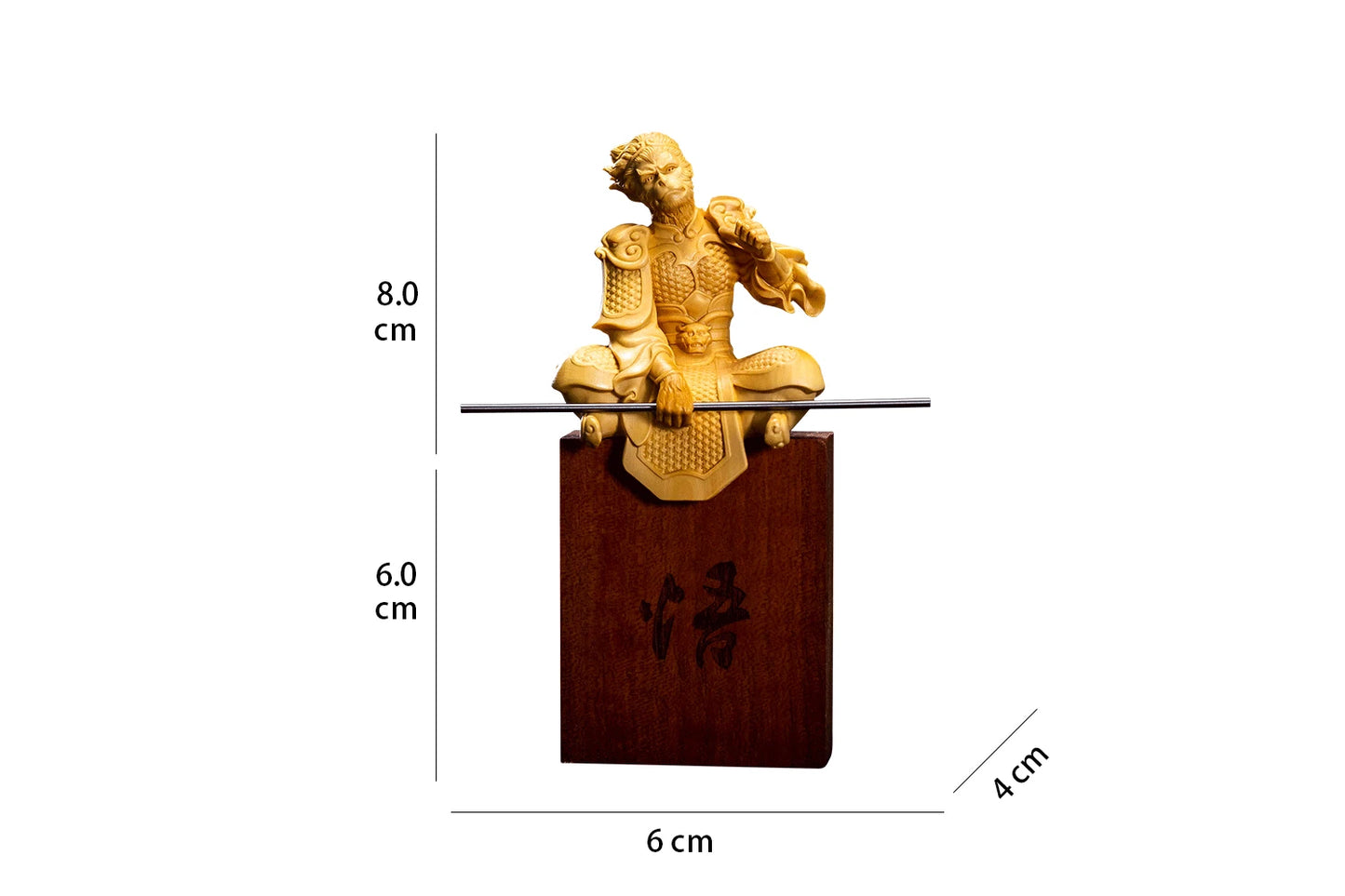 Boxwood 14 cm woodcarving carving Monkey King Monkey Zodiac hand piece home handicraft decoration figure