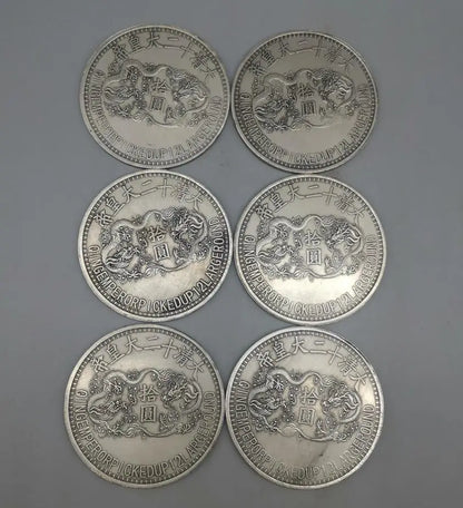 China White copper archaize The twelve emperors Commemorative coins crafts statue A set