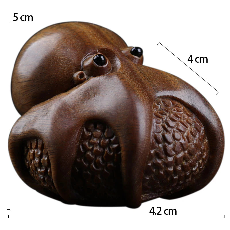 Green sandalwood 5cm Wood Sculpture Animal Sculpture octopus Collection Office Decoration Rich Home Décor