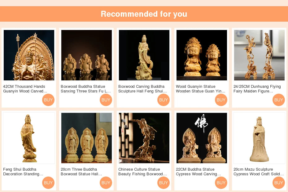 Buddha Statue Boxwood Carvings Three Face Guanyin Sculpture Living Room Solid Wood Decoration Home Decor