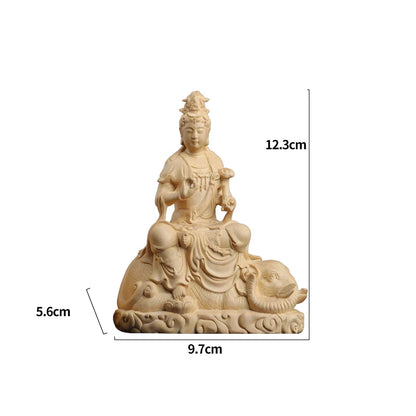 12cm Boxwood Buddha Feng Shui Car Hanging Wood Statue Zen Real Wood Wood Sculpture Home Décor Lucky God