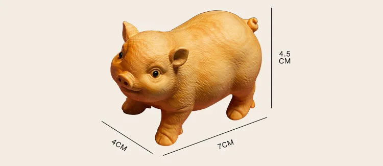 CCZHIDAO-Pet Animal Ornaments 4.5CM Little Pig Chinese Boxwood Creative Carving Lovely Zodiac Tea Ornaments Pa
