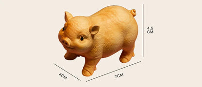 CCZHIDAO-Pet Animal Ornaments 4.5CM Little Pig Chinese Boxwood Creative Carving Lovely Zodiac Tea Ornaments Pa