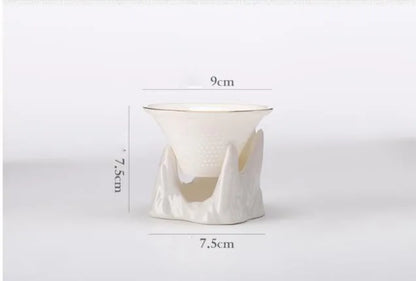 Chinese Kongfu Tea Ceremony Utensils, Mountain Peak Porcelain Ceramic Tea Strainer, Leak Filter Colander, Teaware Accessories