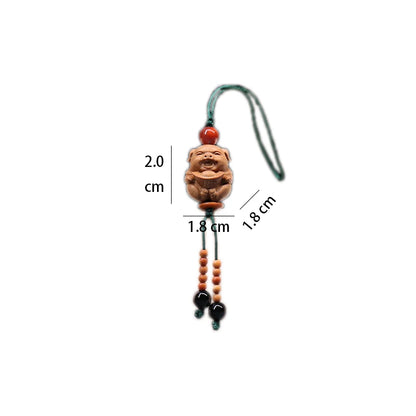 Santalum Wood 2cm Traditional Chinese Animal Sculpture Chinese Zodiac Pig Pendant Car Hanging Bag Pendant Mascot Collection