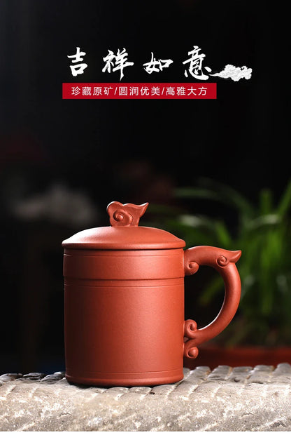 Yixing Zisha Cup cover cup office tea cup pot Kung Fu Qing cement auspicious Master Cup single cup 420cc