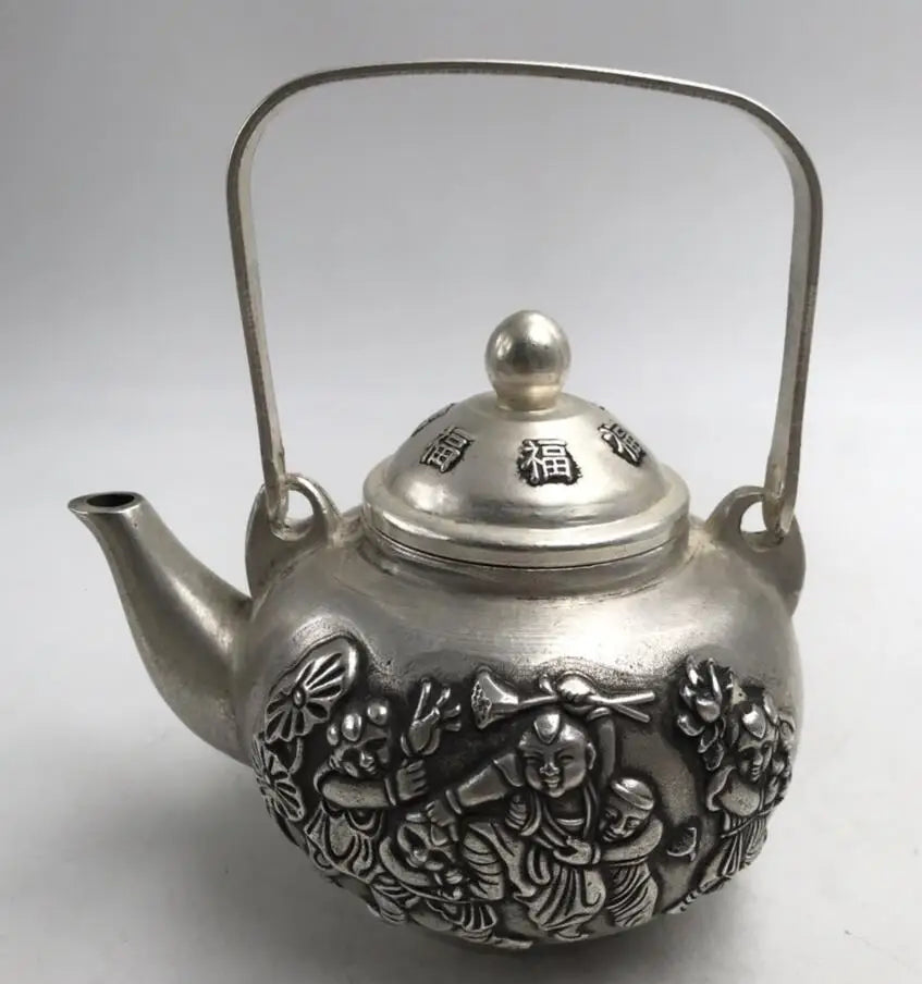 China White copper child teapot crafts statue
