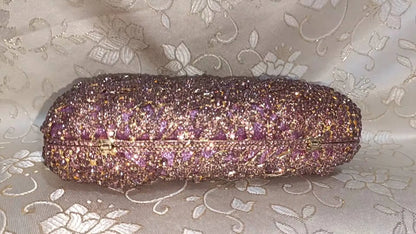 Purple Flower Woman Crystal Handbags Diamond Party Wedding Bridal Clutch Purse Birthday Gift Rhinestone Hollow Out Evening Bags