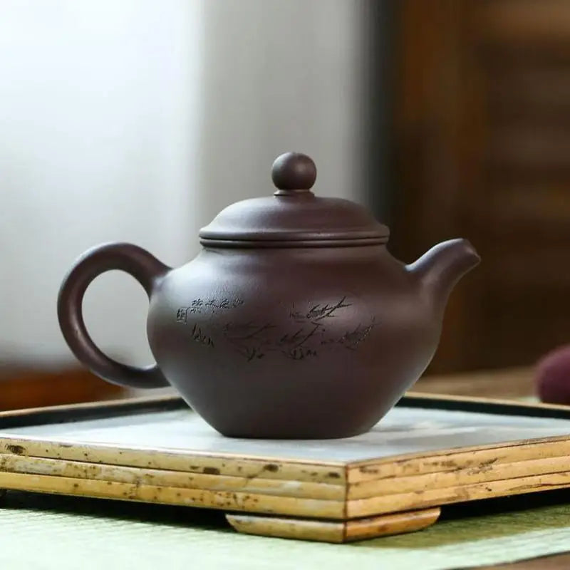 Old Purple Clay Bead Round Jade Pot, Zisha Teapot, Yixing Handmade Pot, Kung-Fu Teaware, Purple Clay Drinkware for Puer Green an