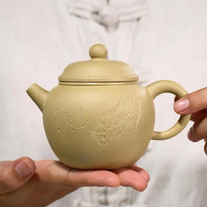 Handmade Teaware with Round Bead, Purple Clay Pot, Zisha Teapot, Yixing Handmade Pot, Purple Clay Drinkware for Puer Green