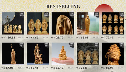 Boxwood 6cm 8cm Maitreya Sculpture Wood Laughing Buddha Statue Metteyya Pendant Home Decor