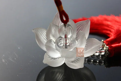 Chinese colored glaze lotus Car ornaments Buddhist lotus Pendant gift ...