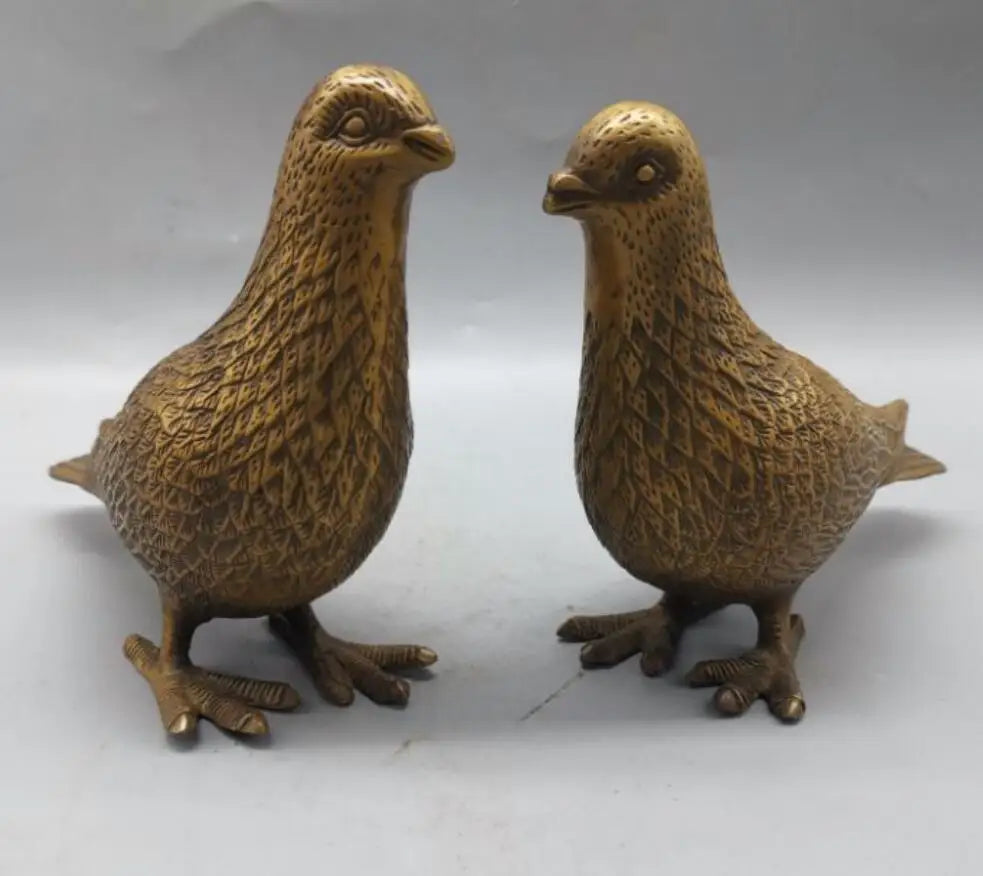 China brass pigeon crafts statue A pair