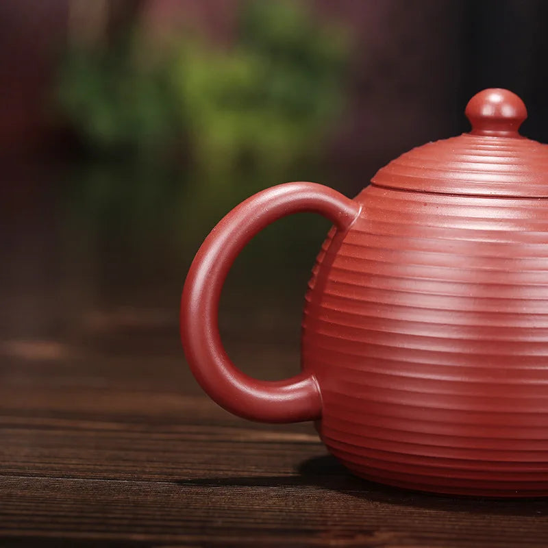 Hand Carved Thread Dragon Egg Teapot, Zisha Teapot, Yixing Handmade Pot, Kung-Fu Teaware, Purple Clay, Drinkware for Puer Green