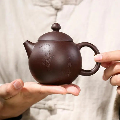Purple Clay Dragon Egg and Teapot Zisha Yixing Handmade Pot, Kung-Fu Teaware, Purple Drinkware for Puer Green
