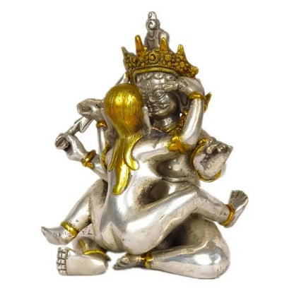 Brass Tibet Tantra Buddhism Temple Hevajra Yab-Yum Happy Sex Buddha Statue