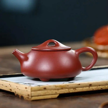 Raw Ore Dahongpao Jingzhou Stone Scoop Pot, Zisha Teapot, Yixing Handmade Pot, Kung-Fu Teaware, Purple Clay Drinkware for Puer