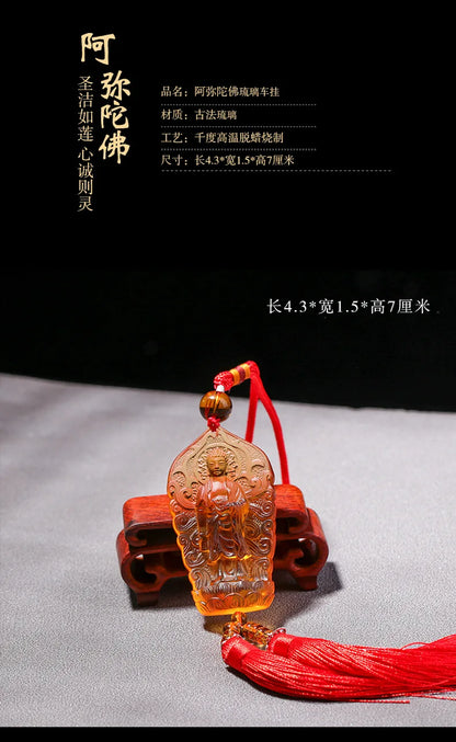 Coloured glaze Amitabha Car pendant Glass Buddha The Buddha of Infinite Light Statue Ornaments gift Crafts