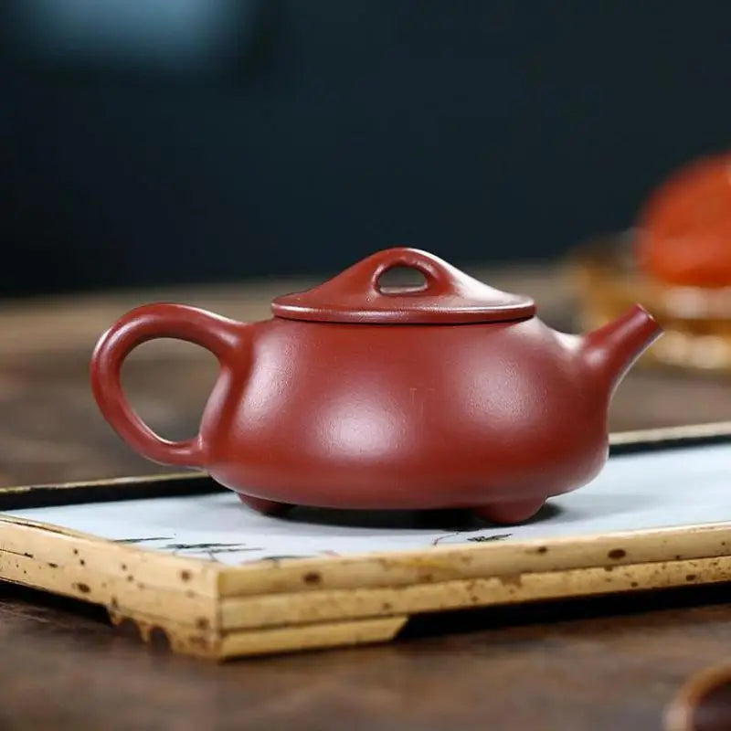 Raw Ore Dahongpao Jingzhou Stone Scoop Pot, Zisha Teapot, Yixing Handmade Pot, Kung-Fu Teaware, Purple Clay Drinkware for Puer