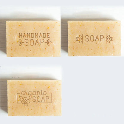 DIY Organic Natural Soap Stamp, Leaves and Letters, Acrylic Handmade Seal, Soap Making Tools, Chapters Seal, 44x44mm, 3 Pcs Set