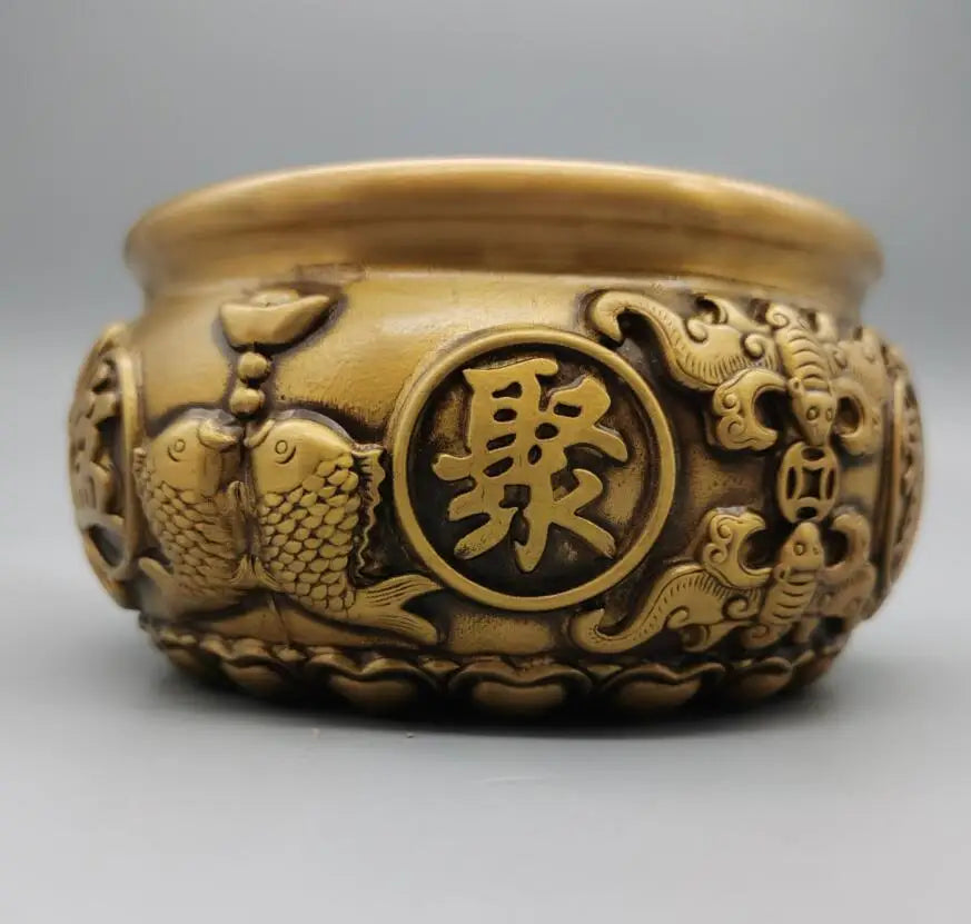 China brass archaize treasure bowl crafts statue