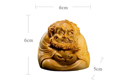 Boxwood 6CM Dharma Sculpture Cartoons Buddha Wood Zen Statue Feng Shui Meditation Home Decor
