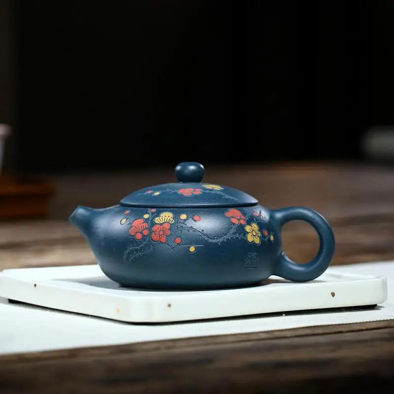 Zisha Clay Teapot for Green Tea, Zisha Pot, Zisha Pot, Green Tea, Plum Blossom, Flat Xi Shi, Zisha, Drinkware,Teaware