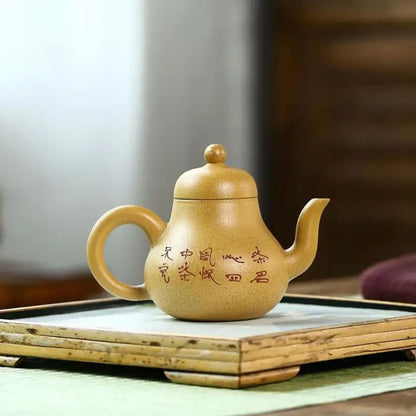 Handmade Kung-Fu Teaware of Purple Clay, Puer Green and Black Clay, Peony Siting Pot, Zisha Teapot, Handmade Pot