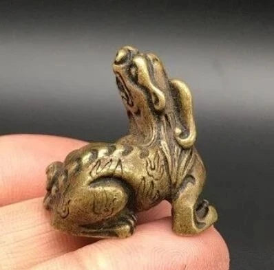 Pure Copper Solid Bronze Beast Fire Unicorn Tiger Home Decoration, Decoration Geomancy Gift Bronze Carvings Fortune Collection