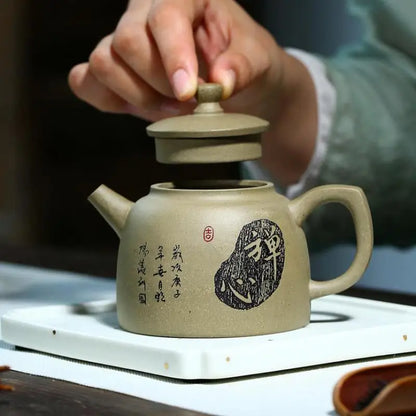 Zisha Teapot, Yixing Handmade Pot, Kung-Fu Teaware, Purple Clay Drinkware for Puer Green and Black