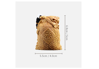 Boxwood 5cm 6cm Lucky Bag Sculpture Wood Blessing Bag Feng Shui Pendant Gunny Bag Home Decoration