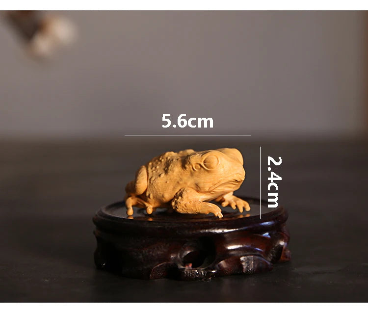 Boxwood 5CM Lucky Rich Toads Sculpture Wood Frogs Golden Toad Animal Wood Statue Office Decoration Mascot Home Decor