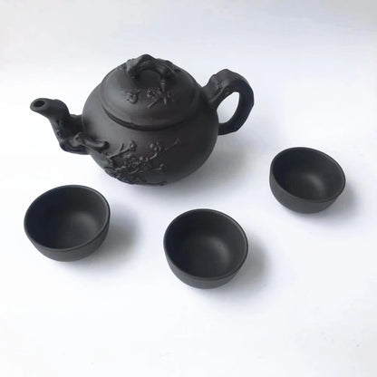 Hot Sale Teapot Chinese Porcelain Yixing Zisha Tea Pot 400ml + 3 Cups 60ml Kung Fu Tea Set Teapots Handmade Zisha Ceramic Kettle