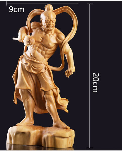 Wooden Nio Buddha God Statue, Chinese Heng Ha Two God Statue, Boxwood, Feng Shui, Home Decoration, 20 / 30CM, 2PCS