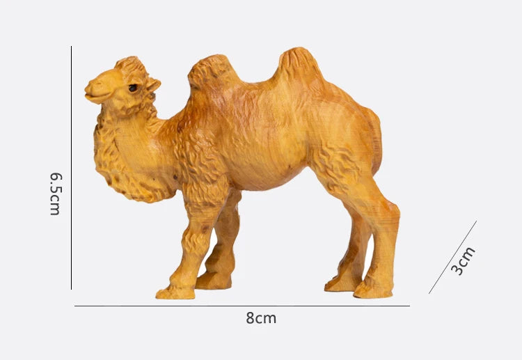 Boxwood 8CM Camel Sculpture Animal Wood Statue Desert Ship Collection Home Decor