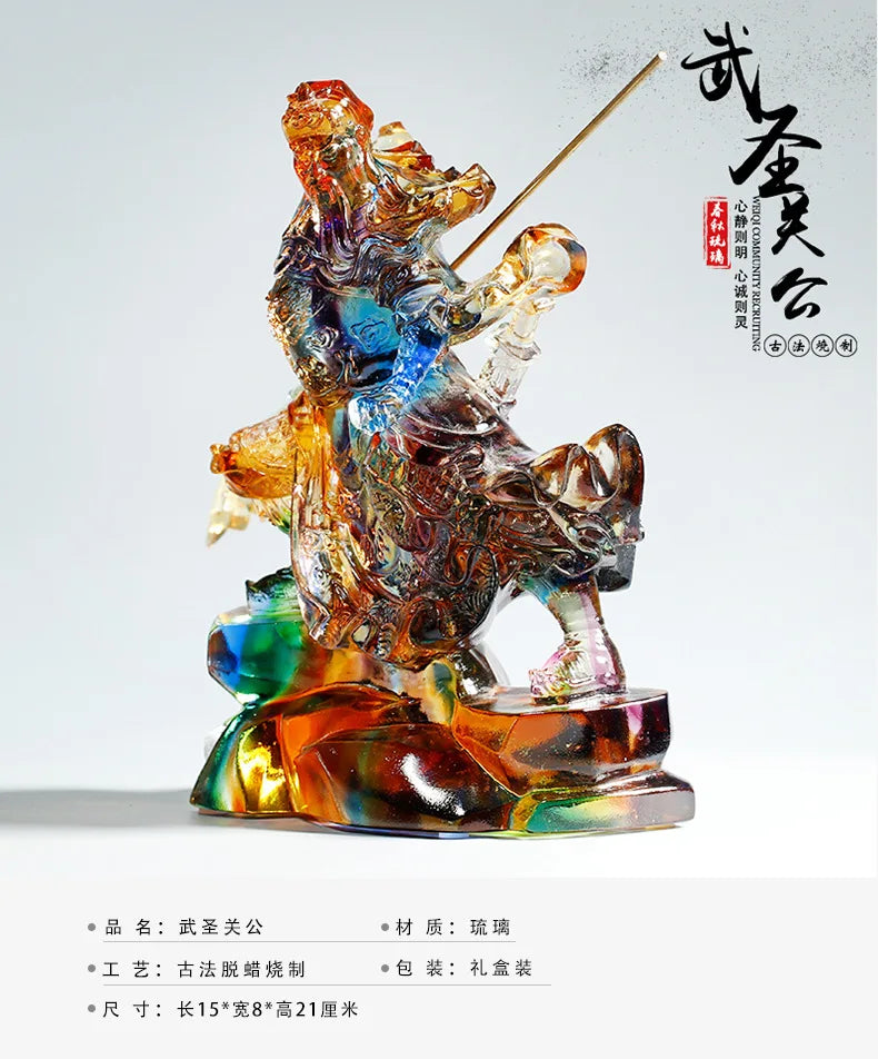 Shop dedicated Glass Buddha Statue  armed saints Guanyu God of Wealth Worship Decoration