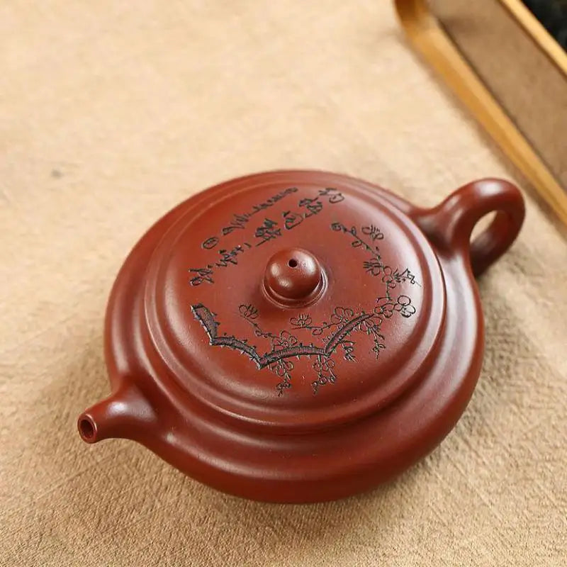 Dahongpao Meixiang Handmade Zisha Teapot, Yixing Handmade Pot, Kung-Fu Teaware, Purple Clay Drinkware for Puer Green and Black