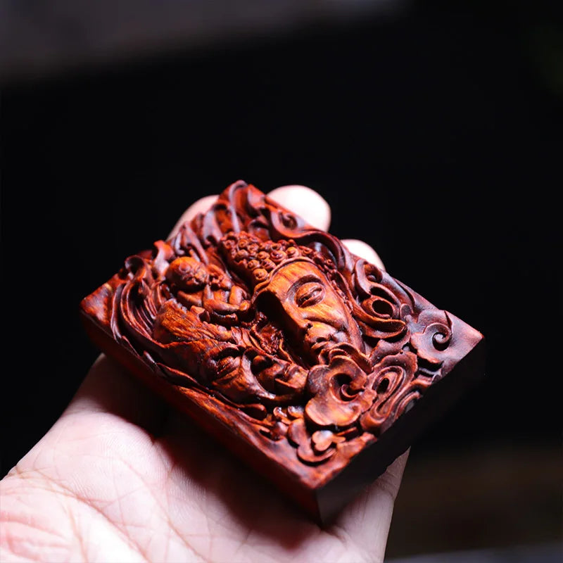 Pterocarpus santalinus  Real Wood Wood Sculpture Feng Shui Wood Statue Lucky deduction Lucky Rich Collection Mascot Bag Pendant