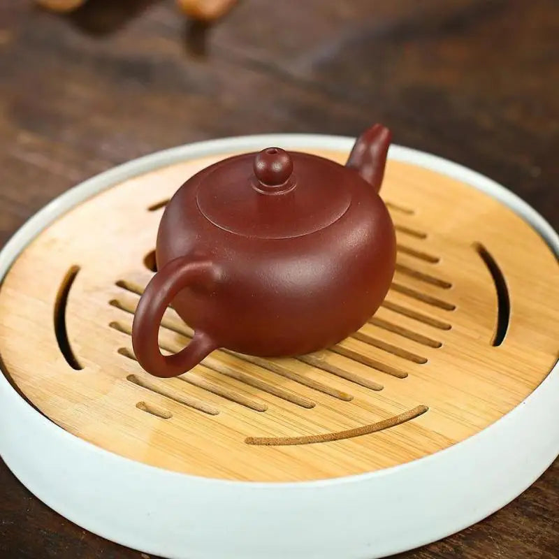 Purple Clay One Bead Teapot Zisha Teapot Yixing Handmade Pot Kung-fu Teaware  Purple Clay Drinkware For Puer Green Black Chinese