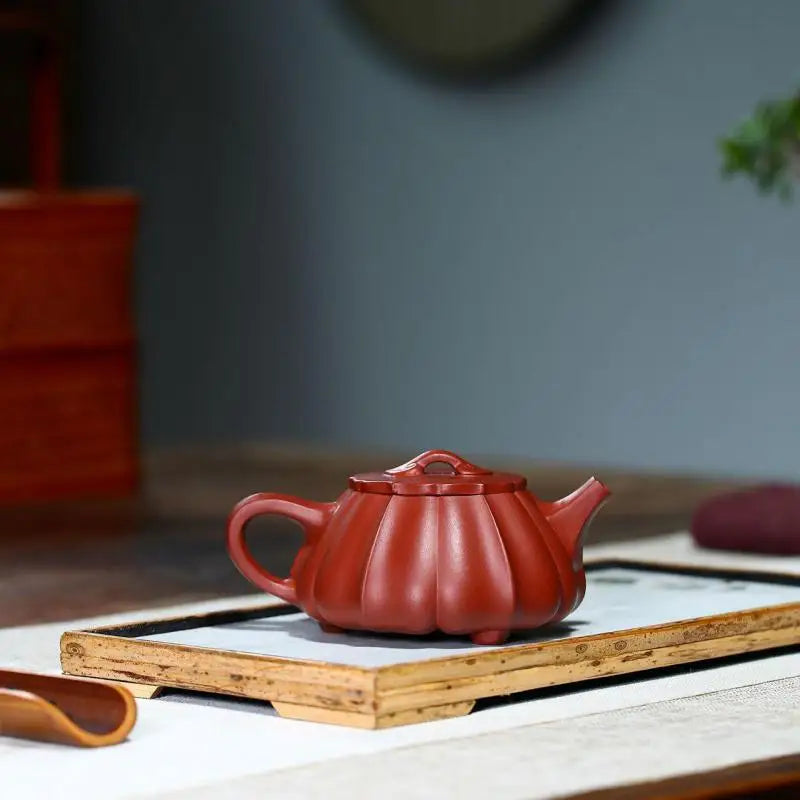 Dahongpao Hand-painted Stone Scoop with Tendons, Zisha Teapot, Yixing Handmade Pot, Kung-Fu Teaware, Purple Clay Drinkware