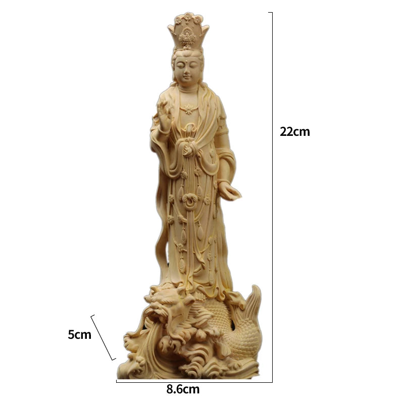 22cm  Boxwood Figure Statue Buddha Home Décor Feng Shui Myth Office Decoration Wood Statue Wood Sculpture
