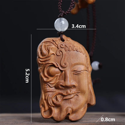 Australian Sandalwood 5CM Buddha Pendant Wood Statue Evil Kindness Sculpture Wood Carving Car Hanging Home Decor