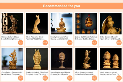Beauty Girl Statue Decoration Wild Chrysanthemum Wood Carving Solid Wood Character Decoration Carving Crafts Creative
