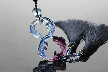 Double fish colored glaze ornaments Car pendant Crafts