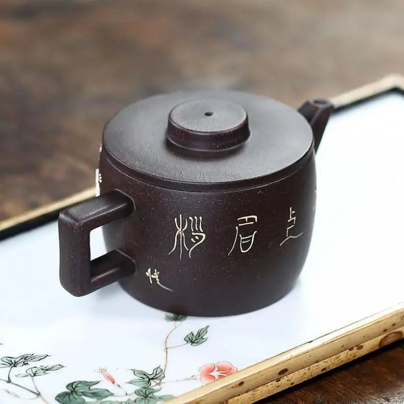 Hand-painted Pot, Zisha Teapot, Yixing Handmade Pot, Kung-Fu Teaware, Purple Clay Drinkware for Puer Green