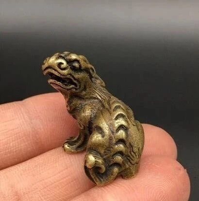 Pure Copper Solid Bronze Beast Fire Unicorn Tiger Home Decoration, Decoration Geomancy Gift Bronze Carvings Fortune Collection