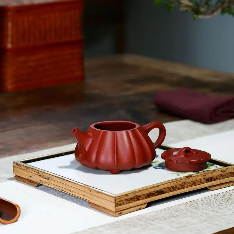 Dahongpao Hand-painted Stone Scoop with Tendons, Zisha Teapot, Yixing Handmade Pot, Kung-Fu Teaware, Purple Clay Drinkware