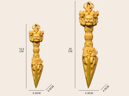 6CM/10CM Boxwood Statue Wood Buddha CraftHome Decor Feng Shui Office Decoration Sculpture Japanese God of Wealth Mahakala