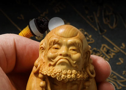 JX024  - 7-8 CM Damo Monk Boxwood Carving Dharma Figurine Buddha Small Sculpture Feng Shui Home Decor