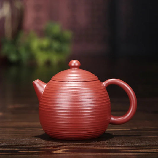 Hand Carved Thread Dragon Egg Teapot, Zisha Teapot, Yixing Handmade Pot, Kung-Fu Teaware, Purple Clay, Drinkware for Puer Green
